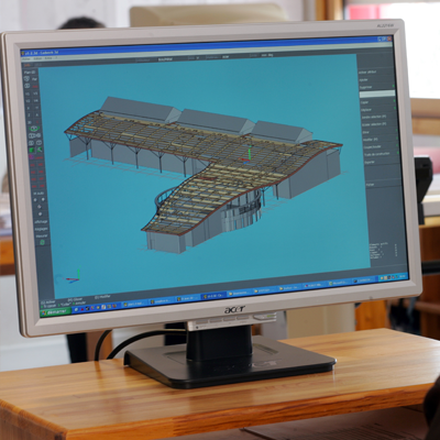 Schéma 3D de la charpente fait par le bureau d'études