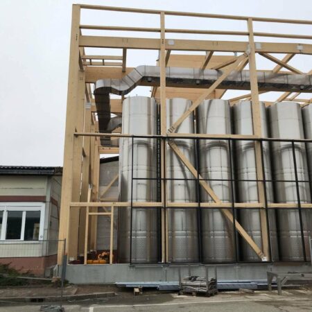 Structure en bois lamellé collé pour protection de silos