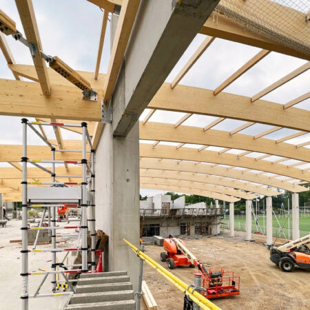 Charpentes en bois pour le projet AB Campus