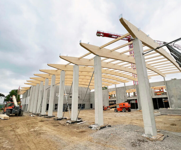 Charpentes en bois pour le projet AB Campus