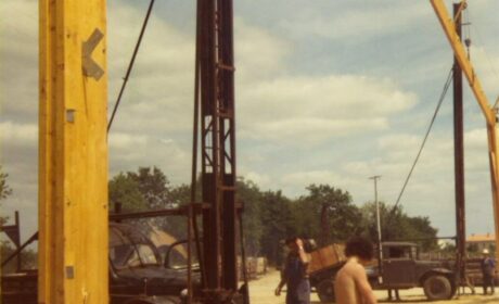 photo d'archive d'un chantier de construction des charpentes fournier