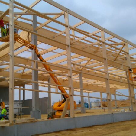 structure bois lamellé collé pour un centre de tri