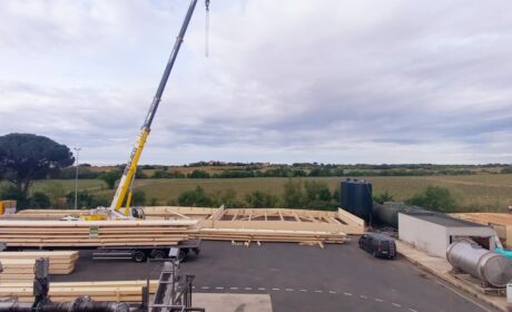 Projet Les Grands Chais de France, structure en bois lamellé collé